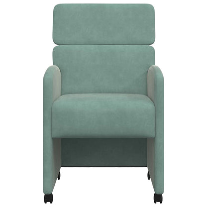Eetstoelen met wielen 2 pcs Zeegroen 58 x 65 x 98 cm Fluweel