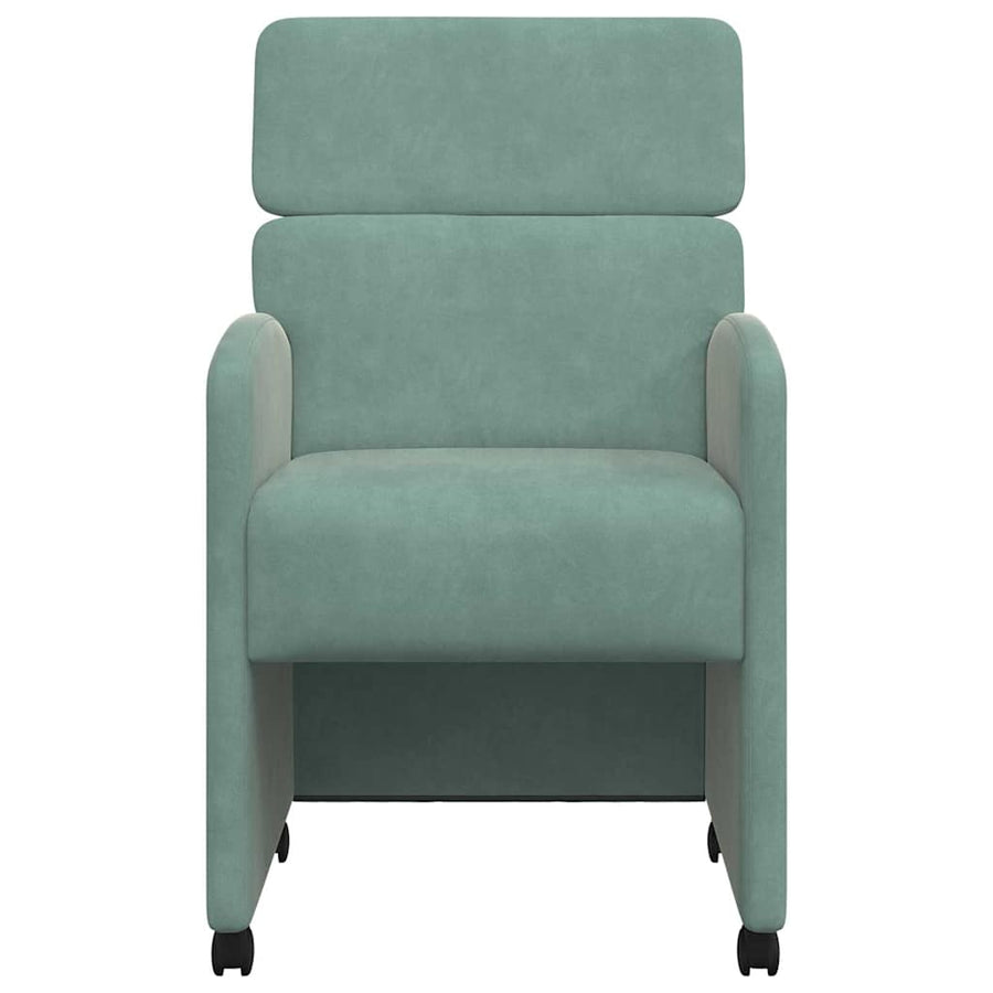 Eetstoelen met wielen 2 pcs Zeegroen 58 x 65 x 98 cm Fluweel