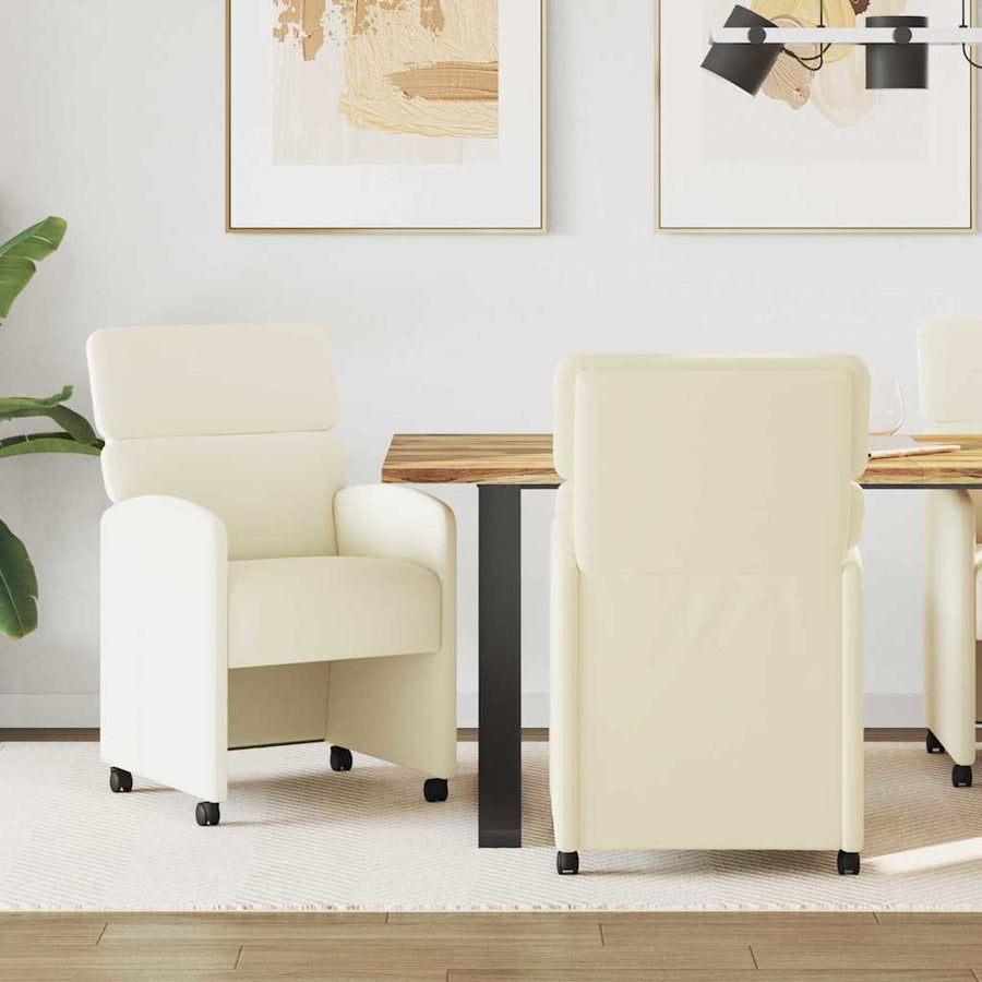 Eetstoelen met wielen 2 pcs Crème 58 x 65 x 98 cm Kunstleer