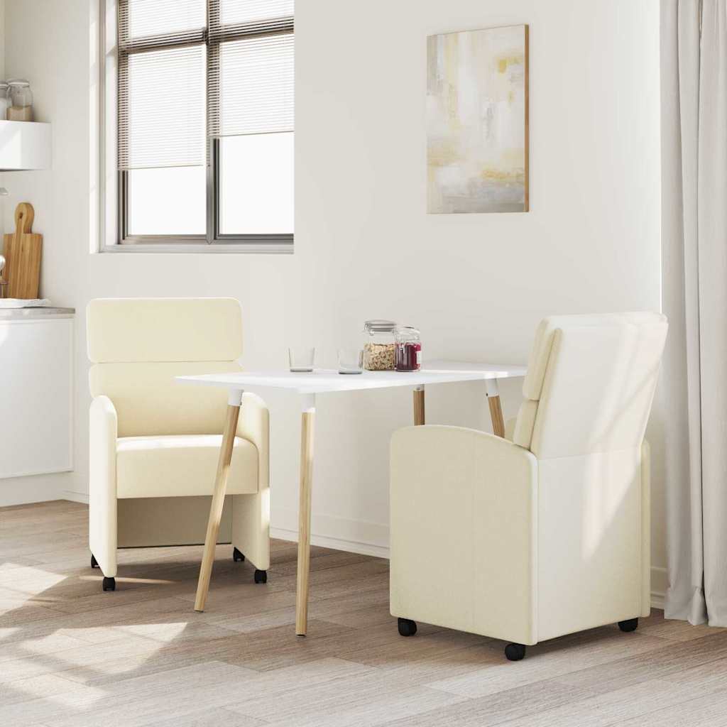 Eetstoelen met wielen 2 pcs Crème 58 x 65 x 98 cm Kunstleer