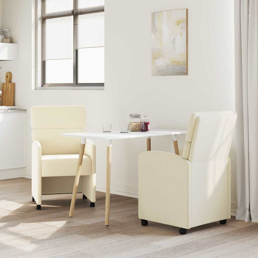 Eetstoelen met wielen 2 pcs Crème 58 x 65 x 98 cm Kunstleer