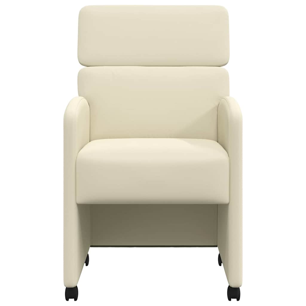 Eetstoelen met wielen 2 pcs Crème 58 x 65 x 98 cm Kunstleer