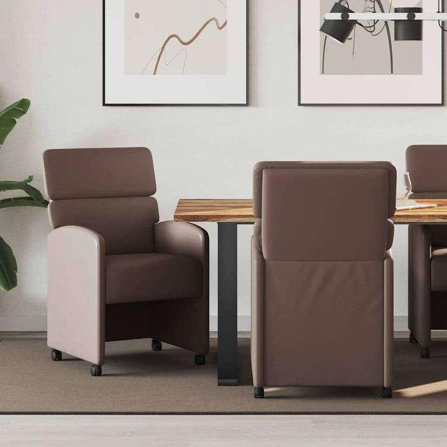 Eetstoelen met wielen 2 pcs Bruin 58 x 65 x 98 cm Kunstleer