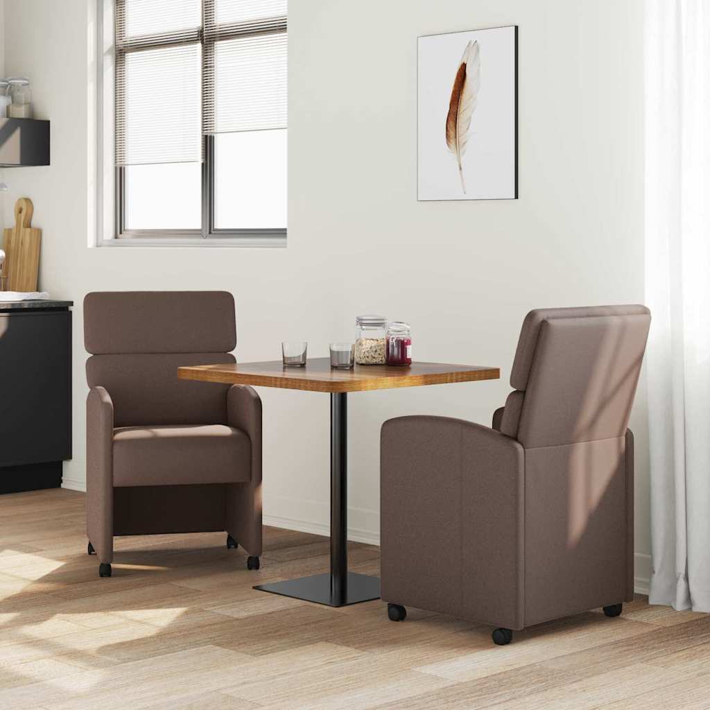 Eetstoelen met wielen 2 pcs Bruin 58 x 65 x 98 cm Kunstleer