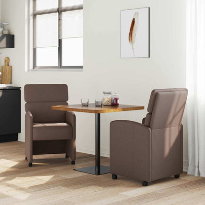 Eetstoelen met wielen 2 pcs Bruin 58 x 65 x 98 cm Kunstleer