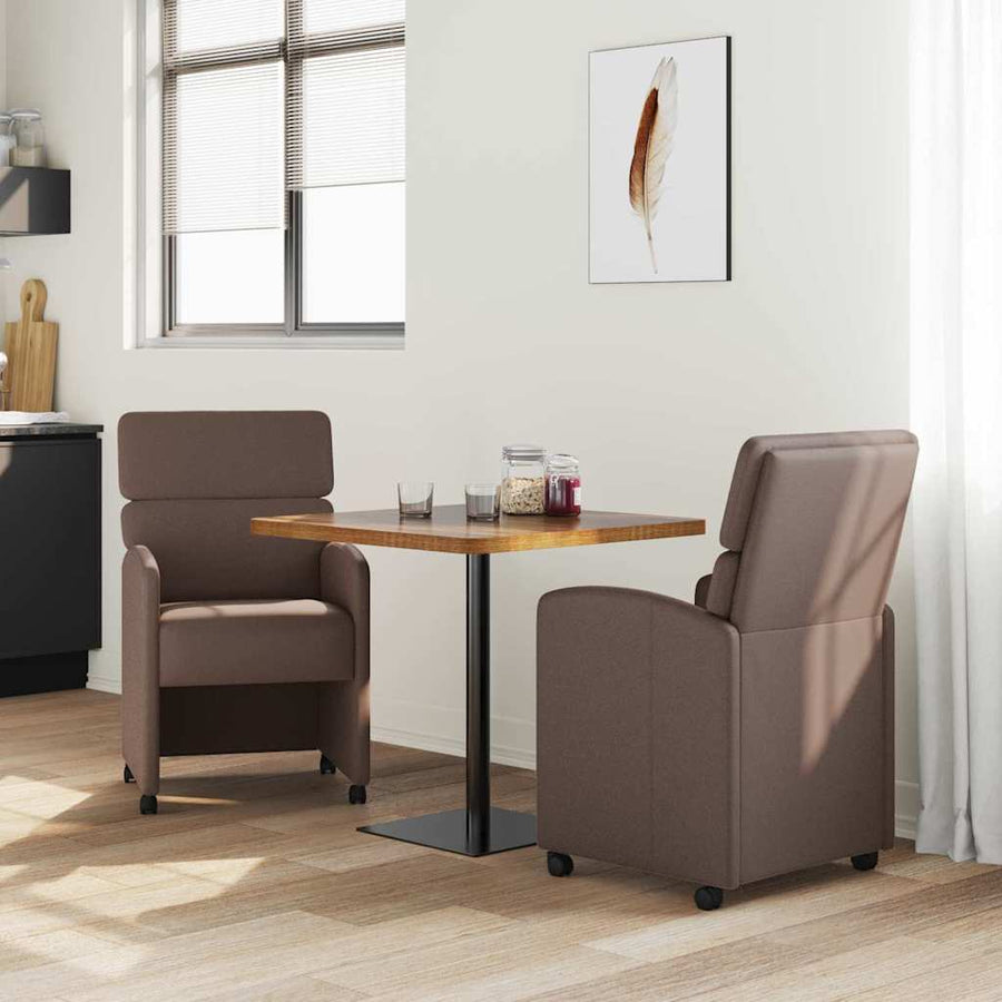 Eetstoelen met wielen 2 pcs Bruin 58 x 65 x 98 cm Kunstleer