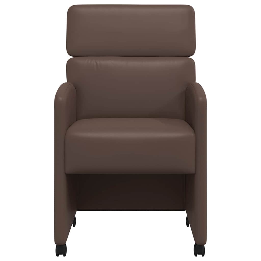 Eetstoelen met wielen 2 pcs Bruin 58 x 65 x 98 cm Kunstleer