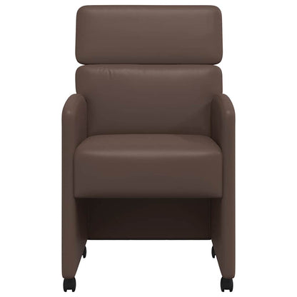 Eetstoelen met wielen 2 pcs Bruin 58 x 65 x 98 cm Kunstleer