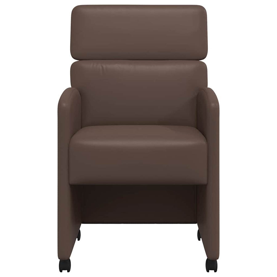 Eetstoelen met wielen 2 pcs Bruin 58 x 65 x 98 cm Kunstleer