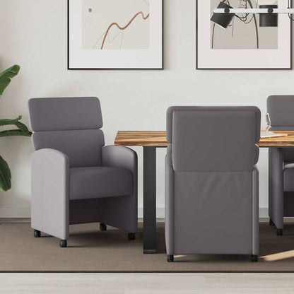 Eetstoelen met wielen 2 pcs Grijs 58 x 65 x 98 cm Kunstleer