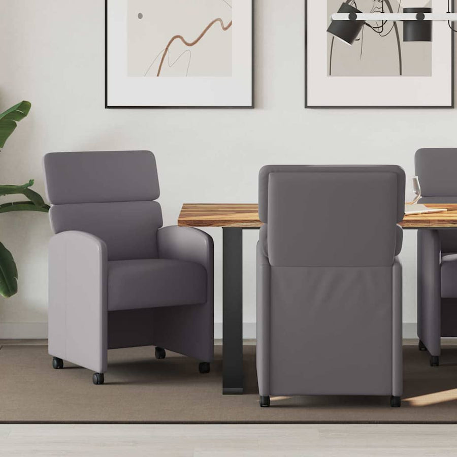 Eetstoelen met wielen 2 pcs Grijs 58 x 65 x 98 cm Kunstleer