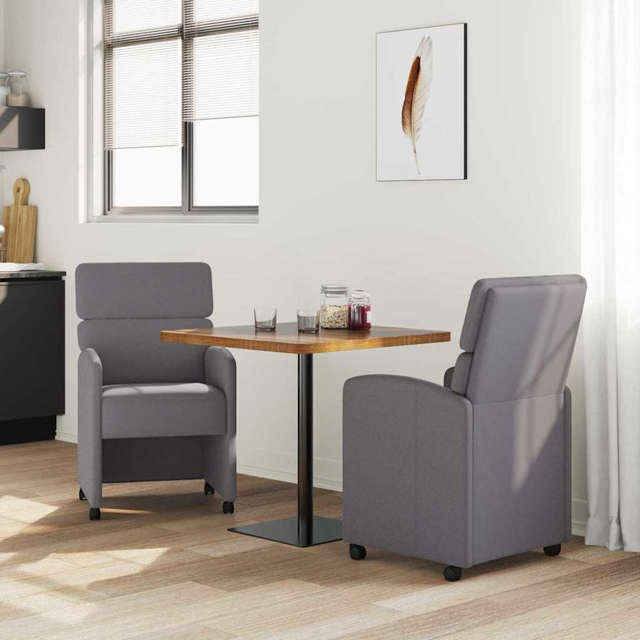Eetstoelen met wielen 2 pcs Grijs 58 x 65 x 98 cm Kunstleer
