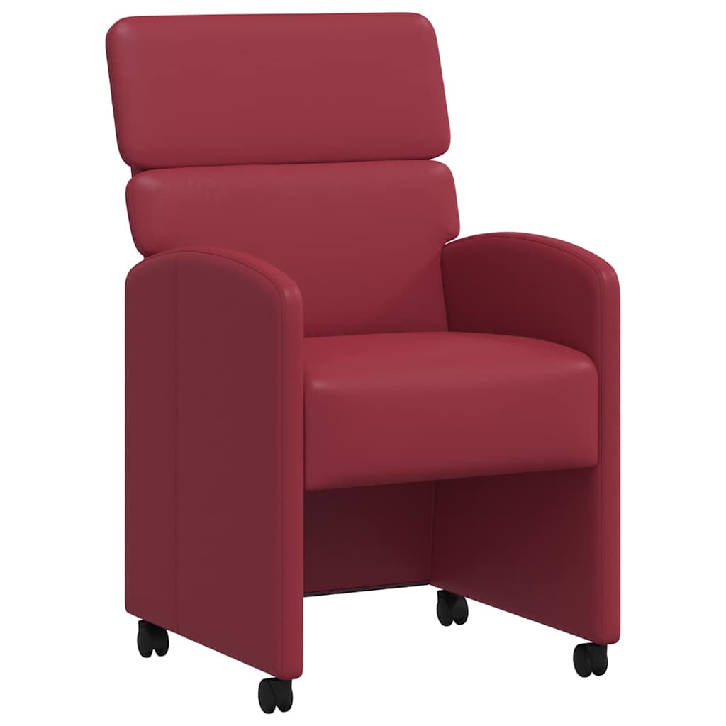 Eetstoelen met wielen 2 pcs Wijnrood 58 x 65 x 98 cm Kunstleer