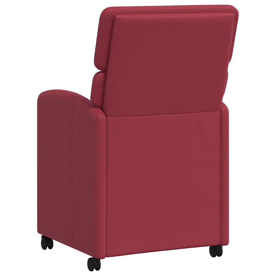 Eetstoelen met wielen 2 pcs Wijnrood 58 x 65 x 98 cm Kunstleer