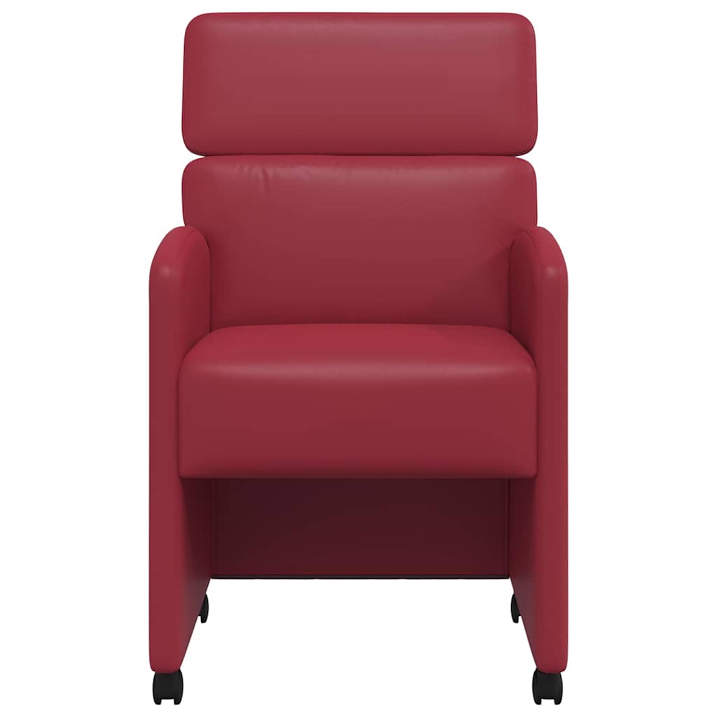 Eetstoelen met wielen 2 pcs Wijnrood 58 x 65 x 98 cm Kunstleer