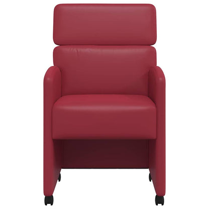 Eetstoelen met wielen 2 pcs Wijnrood 58 x 65 x 98 cm Kunstleer