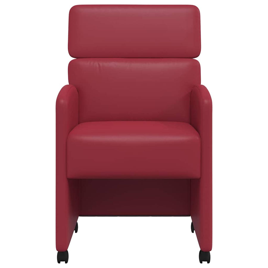 Eetstoelen met wielen 2 pcs Wijnrood 58 x 65 x 98 cm Kunstleer