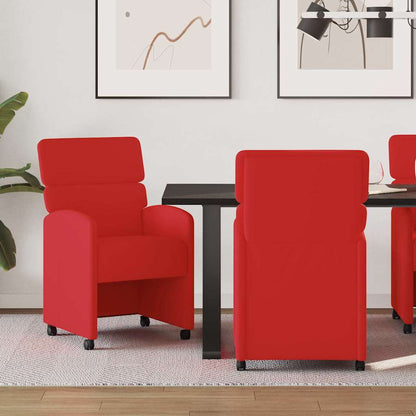 Eetstoelen met wielen 2 pcs Rood 58 x 65 x 98 cm Kunstleer