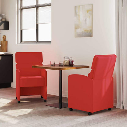 Eetstoelen met wielen 2 pcs Rood 58 x 65 x 98 cm Kunstleer