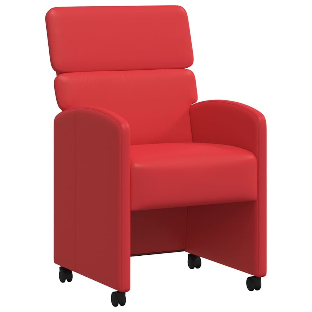 Eetstoelen met wielen 2 pcs Rood 58 x 65 x 98 cm Kunstleer