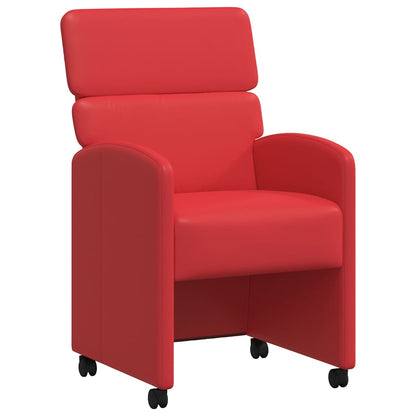 Eetstoelen met wielen 2 pcs Rood 58 x 65 x 98 cm Kunstleer