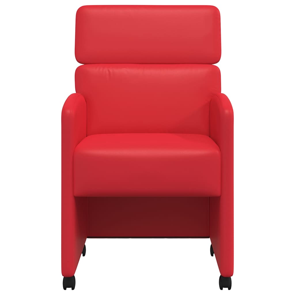 Eetstoelen met wielen 2 pcs Rood 58 x 65 x 98 cm Kunstleer