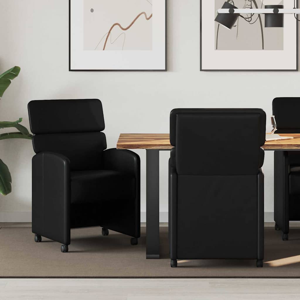 Eetstoelen met wielen 2 pcs Zwart 58 x 65 x 98 cm Kunstleer
