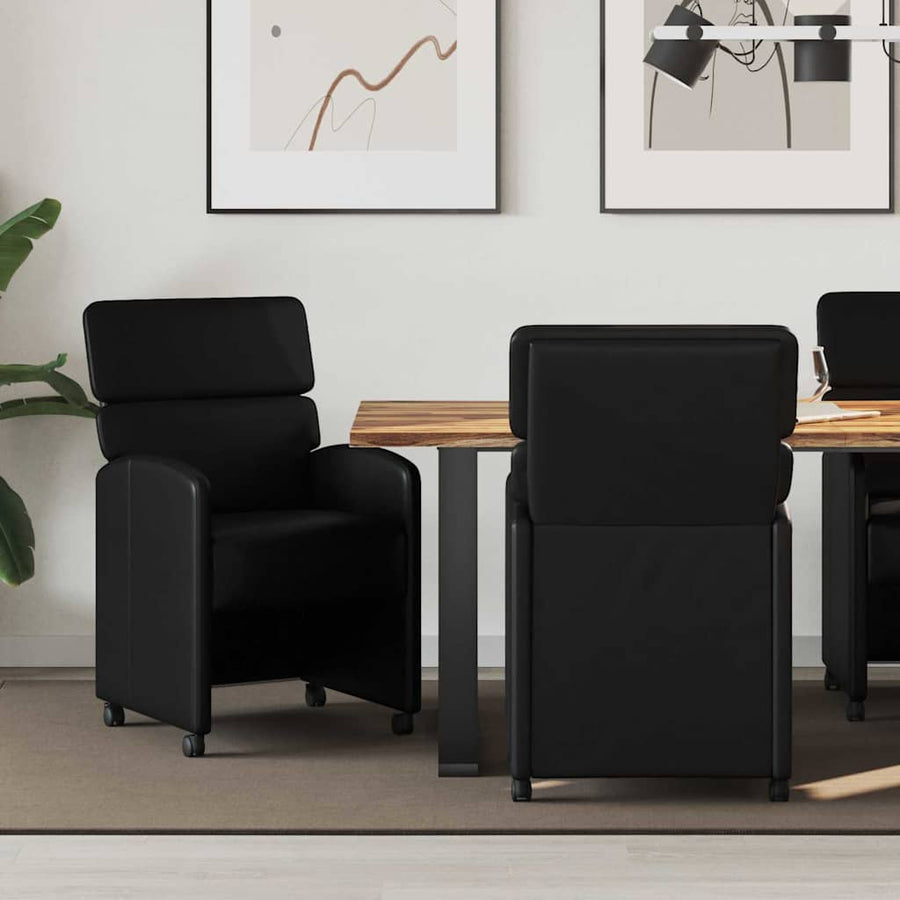 Eetstoelen met wielen 2 pcs Zwart 58 x 65 x 98 cm Kunstleer