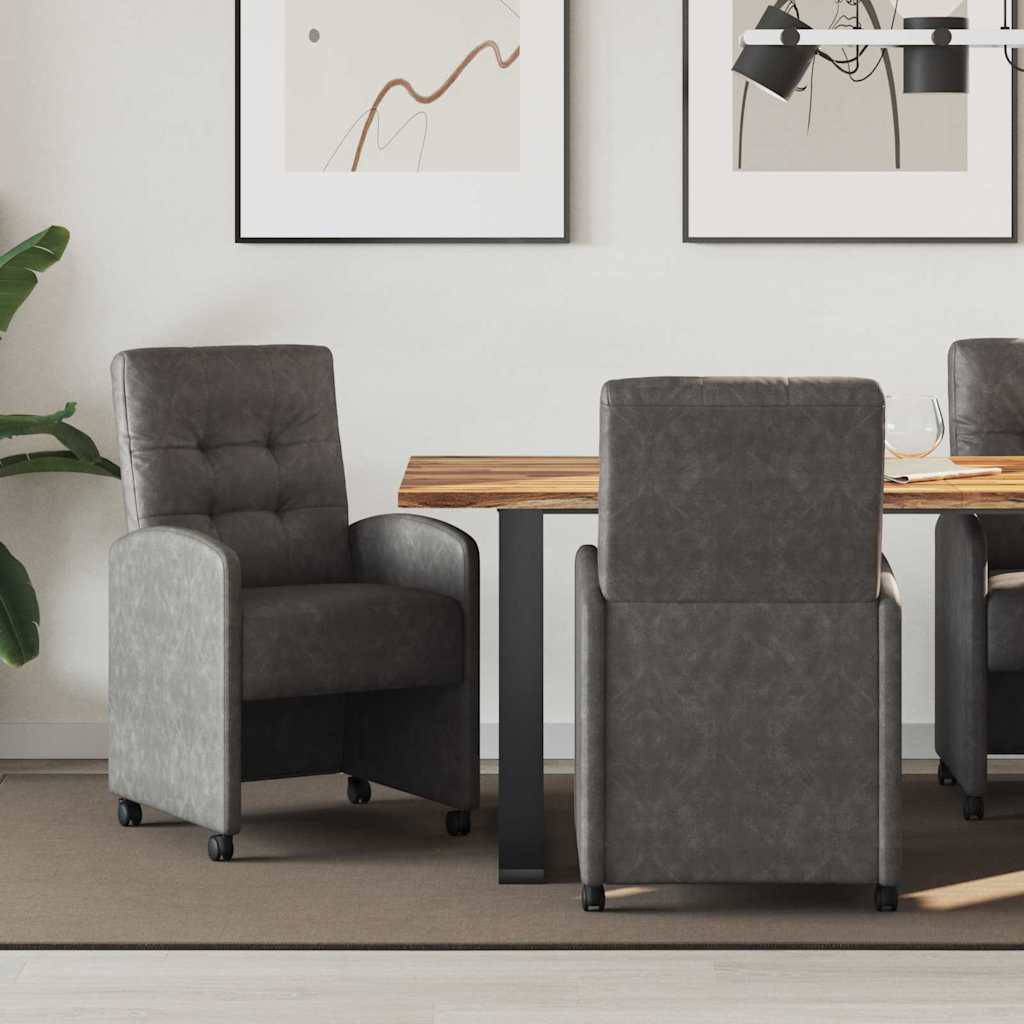 Eetstoelen met wielen 2 pcs Zwart 57 x 67 x 98 cm Kunstleer