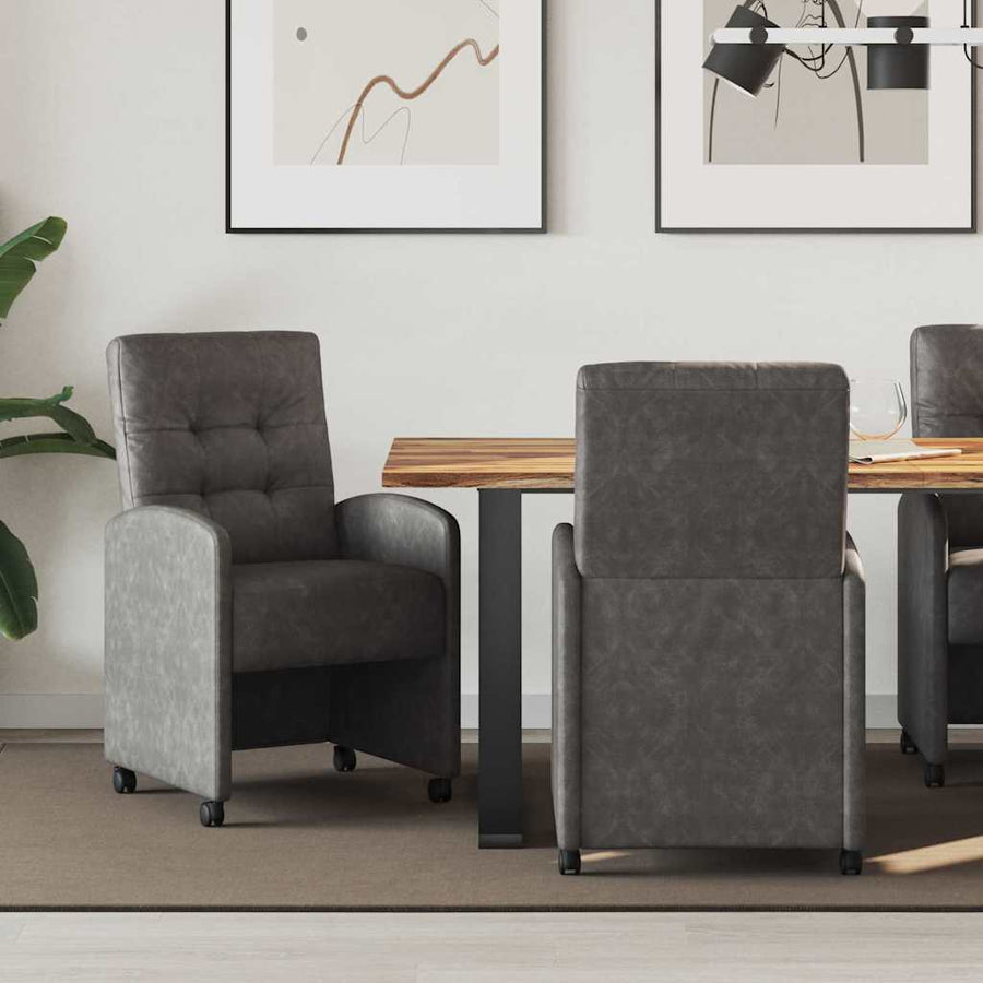 Eetstoelen met wielen 2 pcs Zwart 57 x 67 x 98 cm Kunstleer