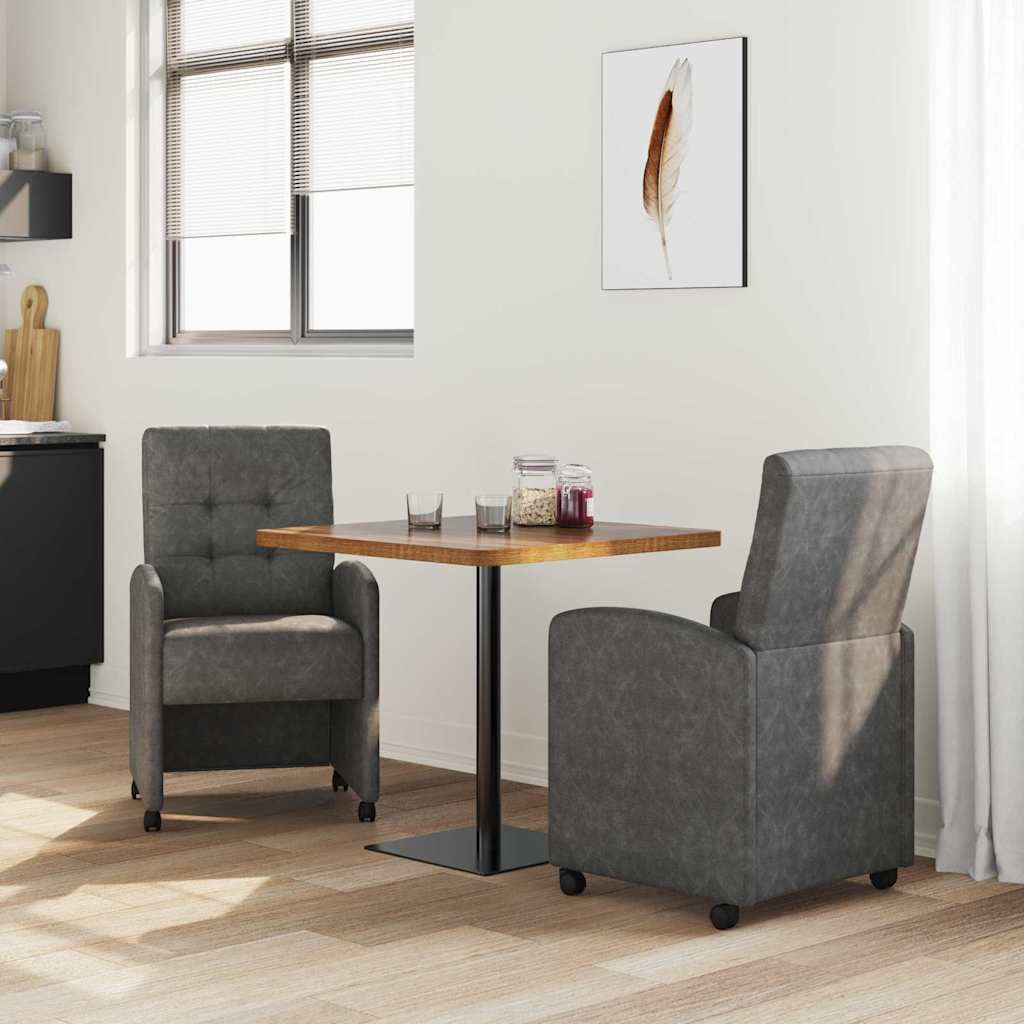 Eetstoelen met wielen 2 pcs Zwart 57 x 67 x 98 cm Kunstleer