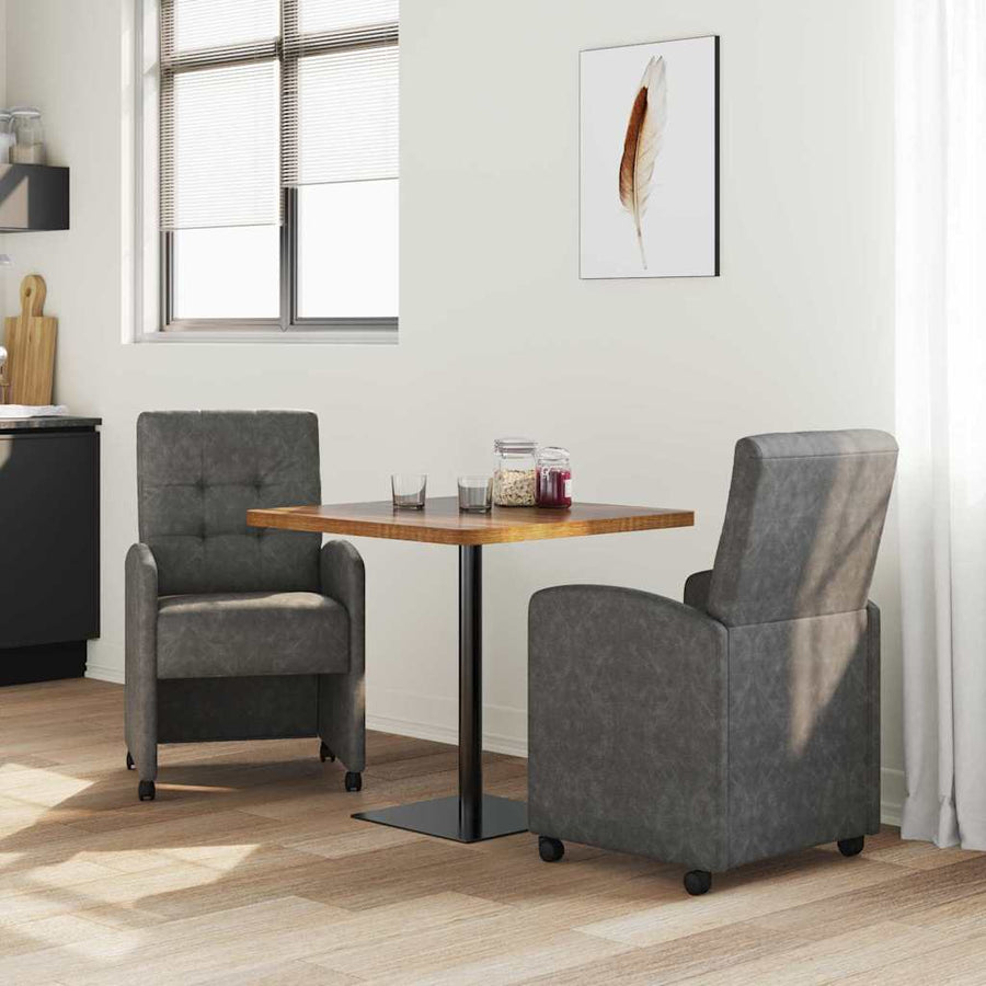 Eetstoelen met wielen 2 pcs Zwart 57 x 67 x 98 cm Kunstleer