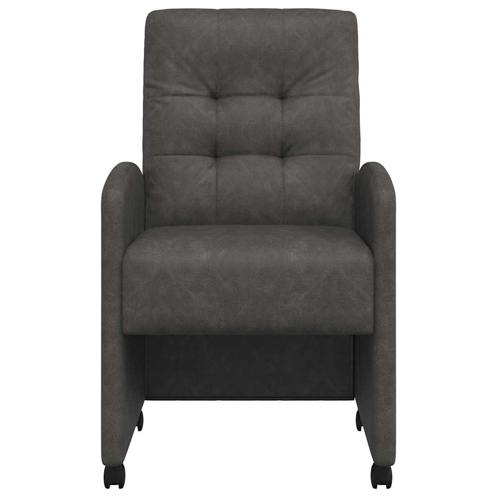 Eetstoelen met wielen 2 pcs Zwart 57 x 67 x 98 cm Kunstleer