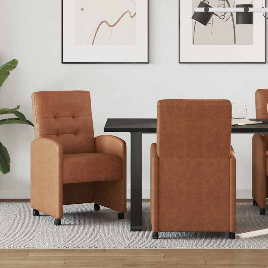 Eetstoelen met wielen 2 pcs Bruin 57 x 67 x 98 cm Kunstleer