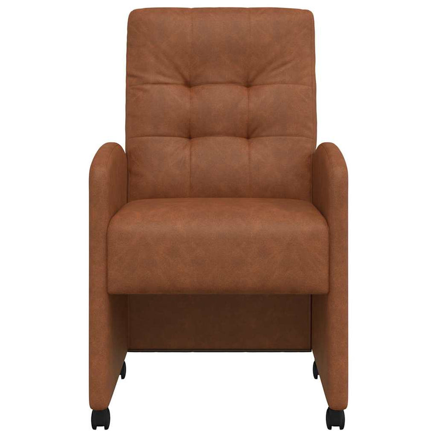 Eetstoelen met wielen 2 pcs Bruin 57 x 67 x 98 cm Kunstleer