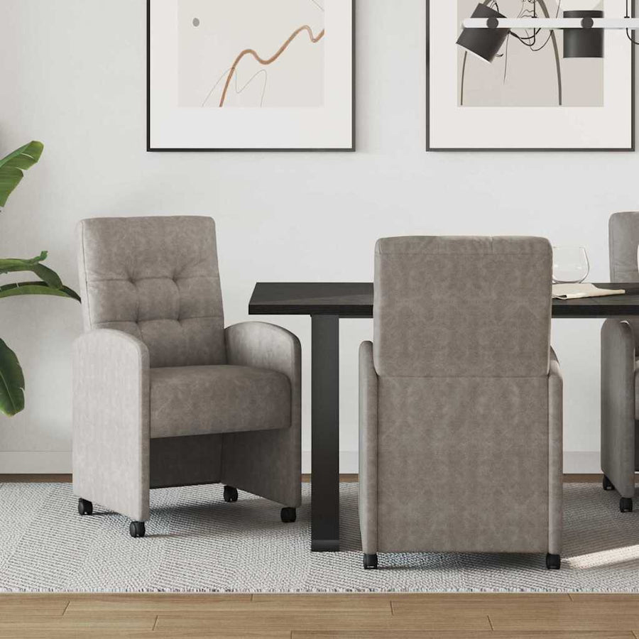 Eetstoelen met wielen 2 pcs Grijs 57 x 67 x 98 cm Kunstleer