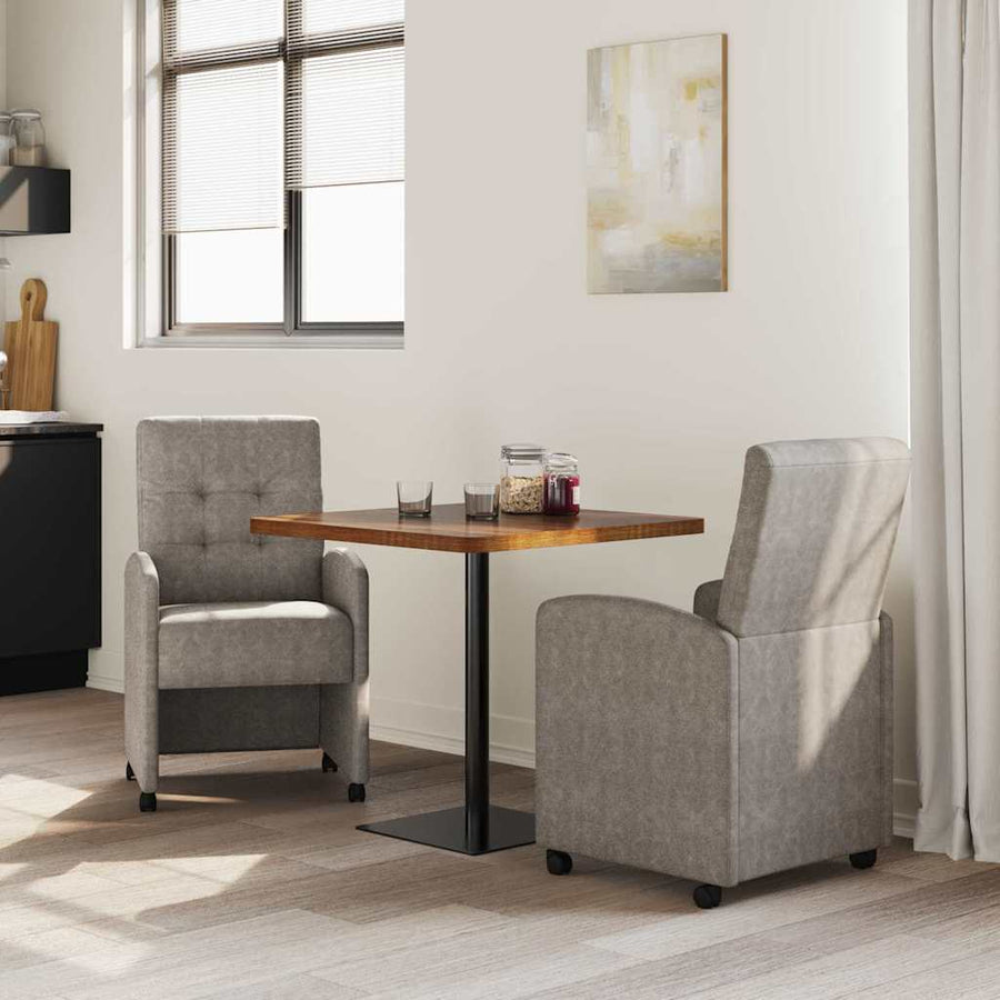 Eetstoelen met wielen 2 pcs Grijs 57 x 67 x 98 cm Kunstleer