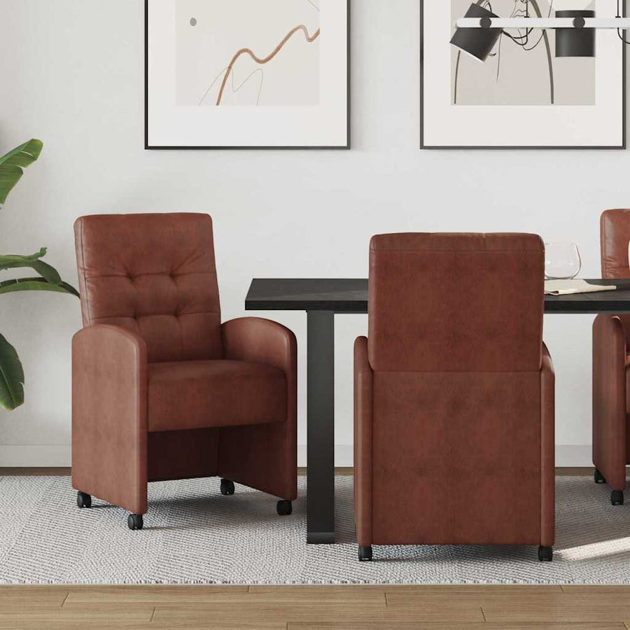 Eetstoelen 2 pcs Glanzend bruin 57 x 67 x 98 cm Kunstleer
