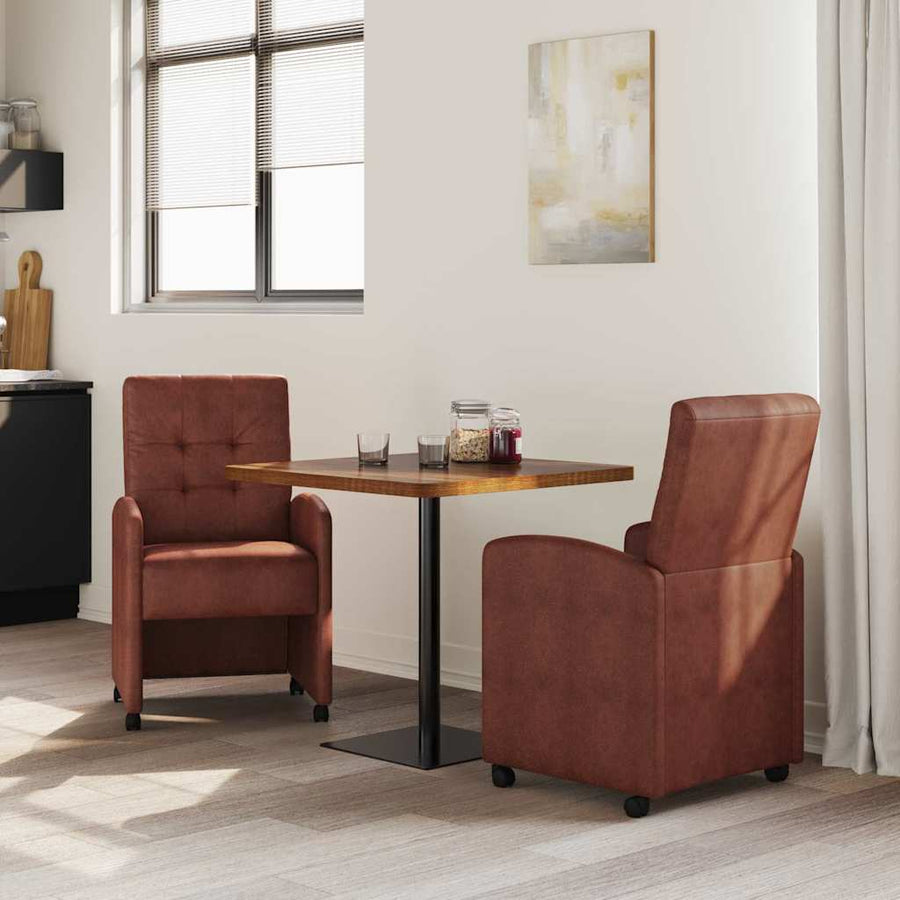 Eetstoelen 2 pcs Glanzend bruin 57 x 67 x 98 cm Kunstleer