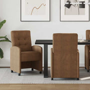 Eetkamerstoelen set van 2 bruin faux suede met wieltjes 58x67x97 cm