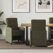 Eetkamerstoelen met wieltjes 2 stuks legergroen 58x67x97 cm