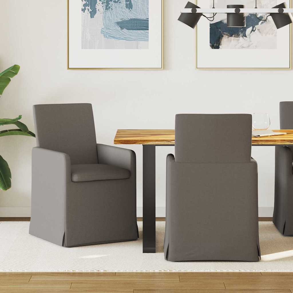 Eetstoelen met wielen 2 pcs Lichtgrijs 57 x 67 x 95 cm Linnen