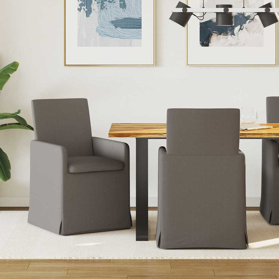 Eetstoelen met wielen 2 pcs Lichtgrijs 57 x 67 x 95 cm Linnen