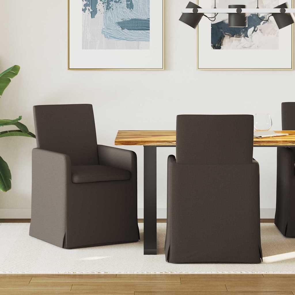 Eetstoelen met wielen 2 pcs Donkergrijs 57 x 67 x 95 cm Linnen