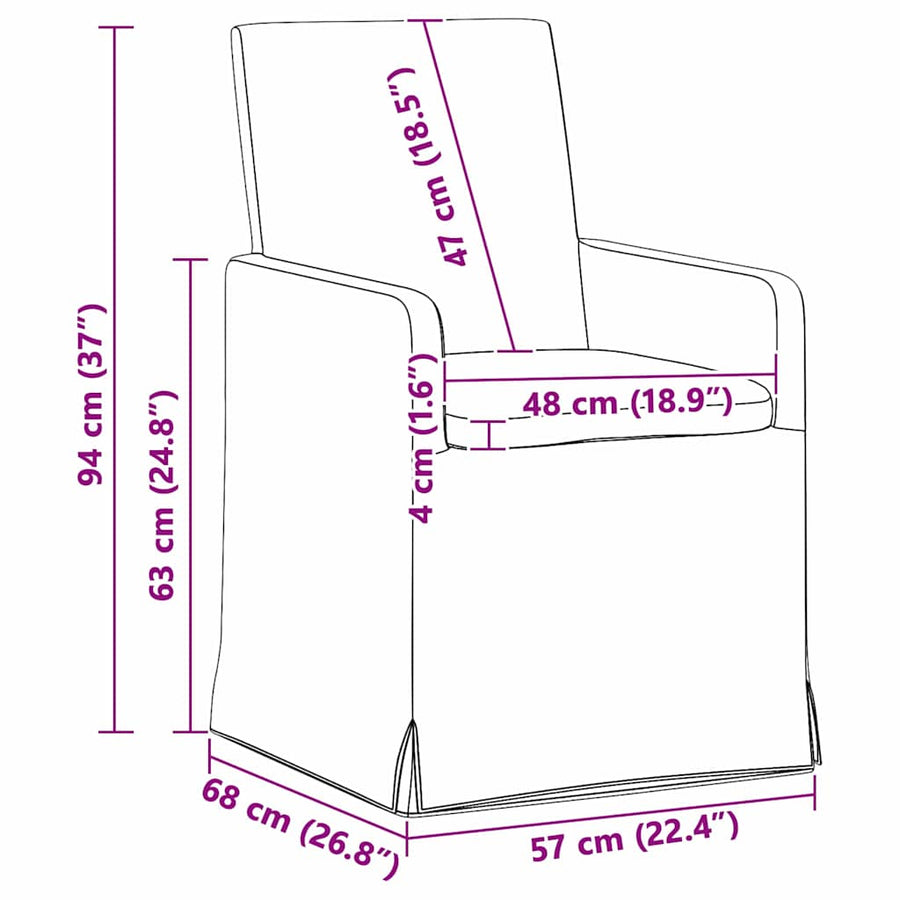 Eetstoelen 2 pcs Lichtgrijs 57 x 67 x 95 cm Stof