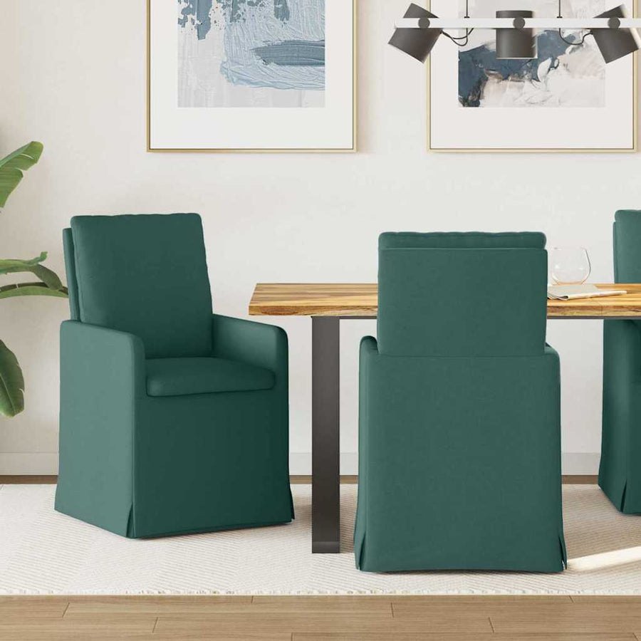 Eetstoelen 2 pcs Donkergroen 57 x 67 x 98 cm Stof