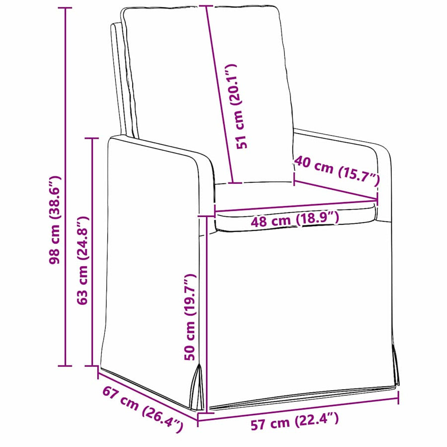 Eetstoelen 2 pcs Blauw 57 x 67 x 98 cm Stof