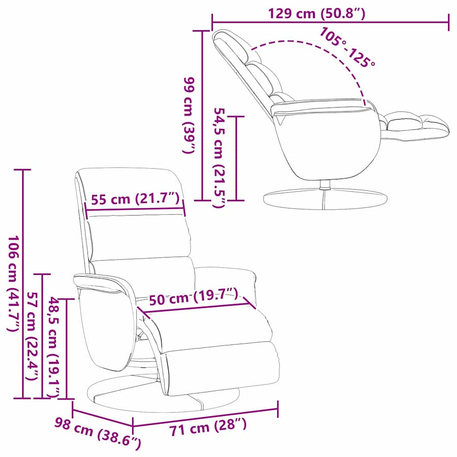Ligstoel Wit 98 x 71 x 106 cm PU