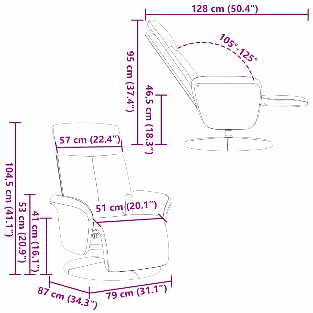 Massage Recliner Stoel Zwart 79 x 87 x 104.5 cm Stof