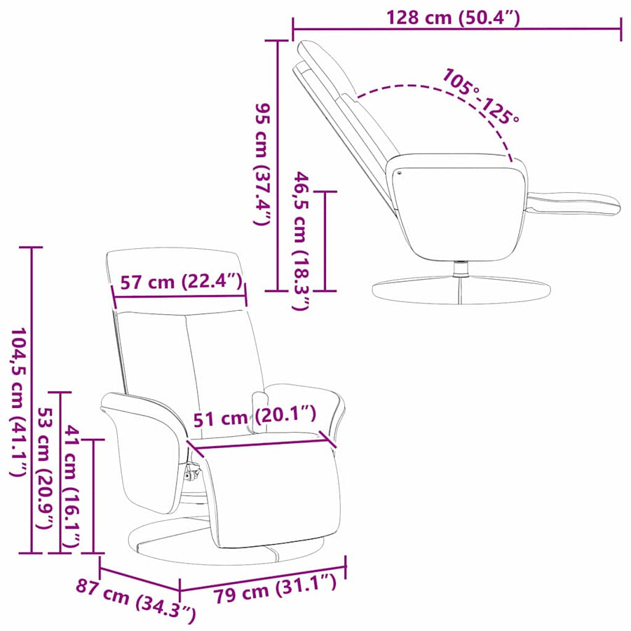 Massage Recliner Stoel Zwart 79 x 87 x 104.5 cm Stof